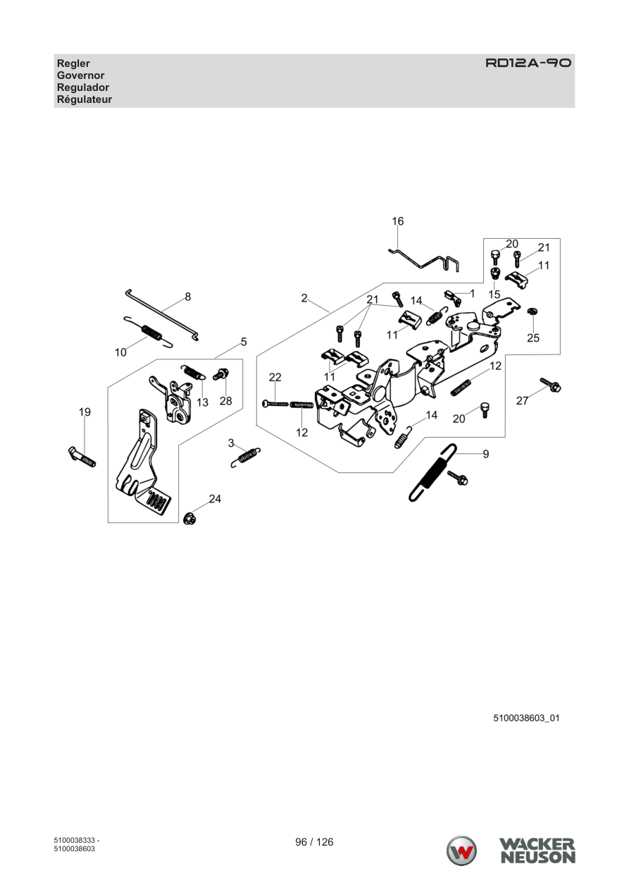 Wacker Neuson RD12 Roller RD12A-90 Regler parts diagram