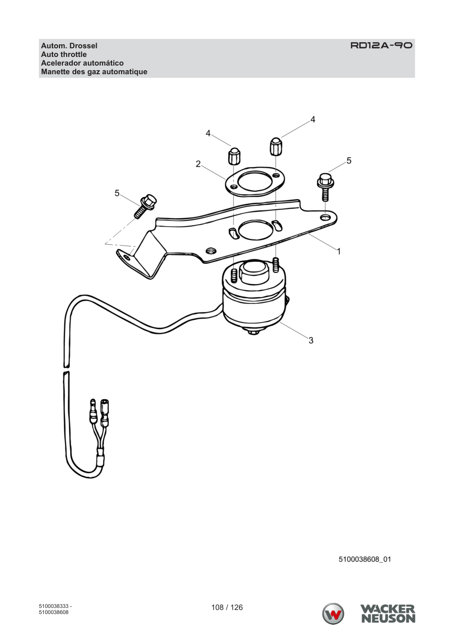Wacker Neuson RD12 Roller RD12A-90 Autom. Drossel parts diagram