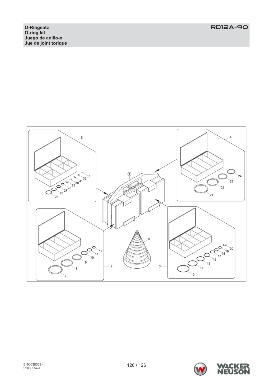 Wacker Neuson RD12 Roller RD12A-90 O-Ringsatz parts diagram