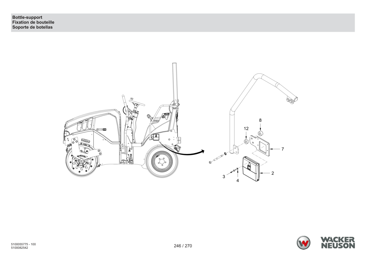 Wacker Neuson RD18-100 Roller Bottle-support parts diagram