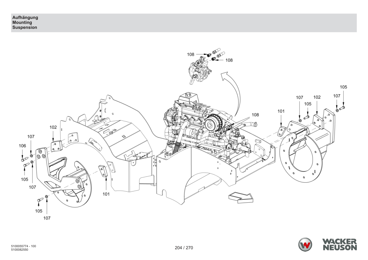 Wacker Neuson RD18-80 Roller Mounting parts diagram