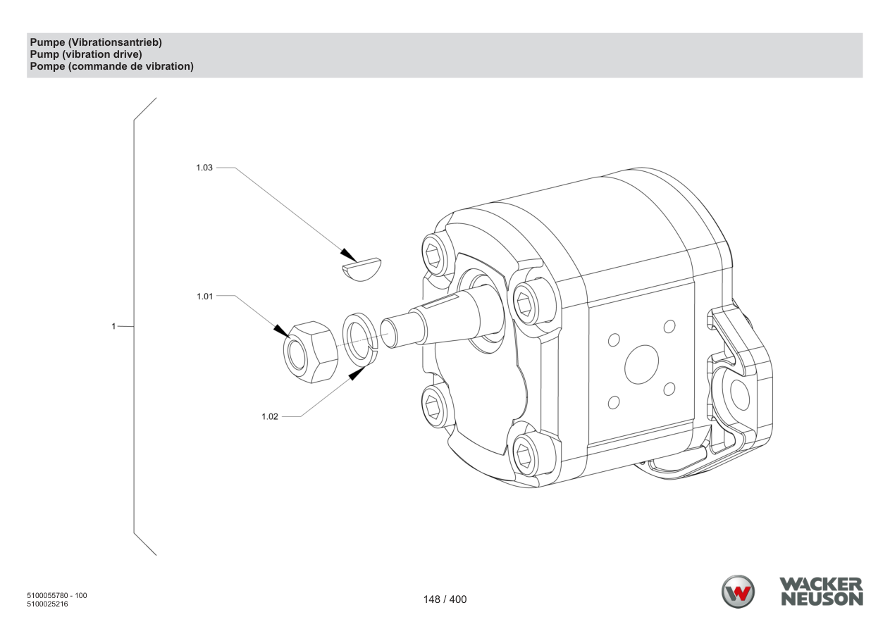 Wacker Neuson RD45-140 Roller Pump (Vibration Drive) parts diagram