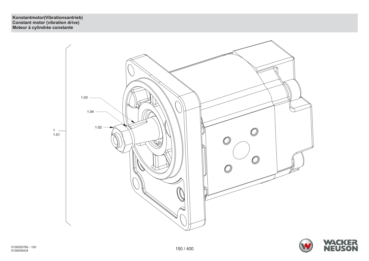 Wacker Neuson RD45-140 Roller Constant motor (vibration drive) parts diagram