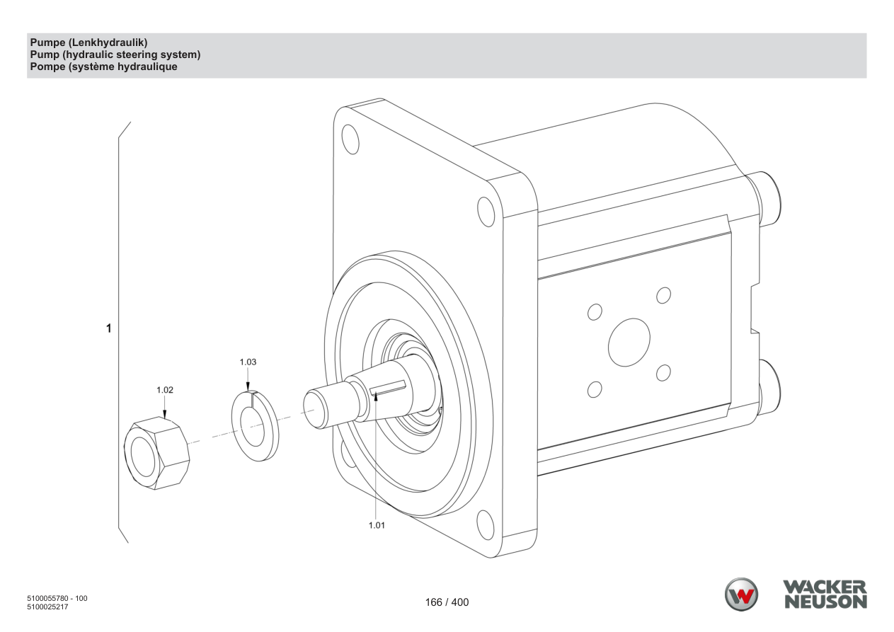 Wacker Neuson RD45-140 Roller Pump (Steering Hydraulics) parts diagram