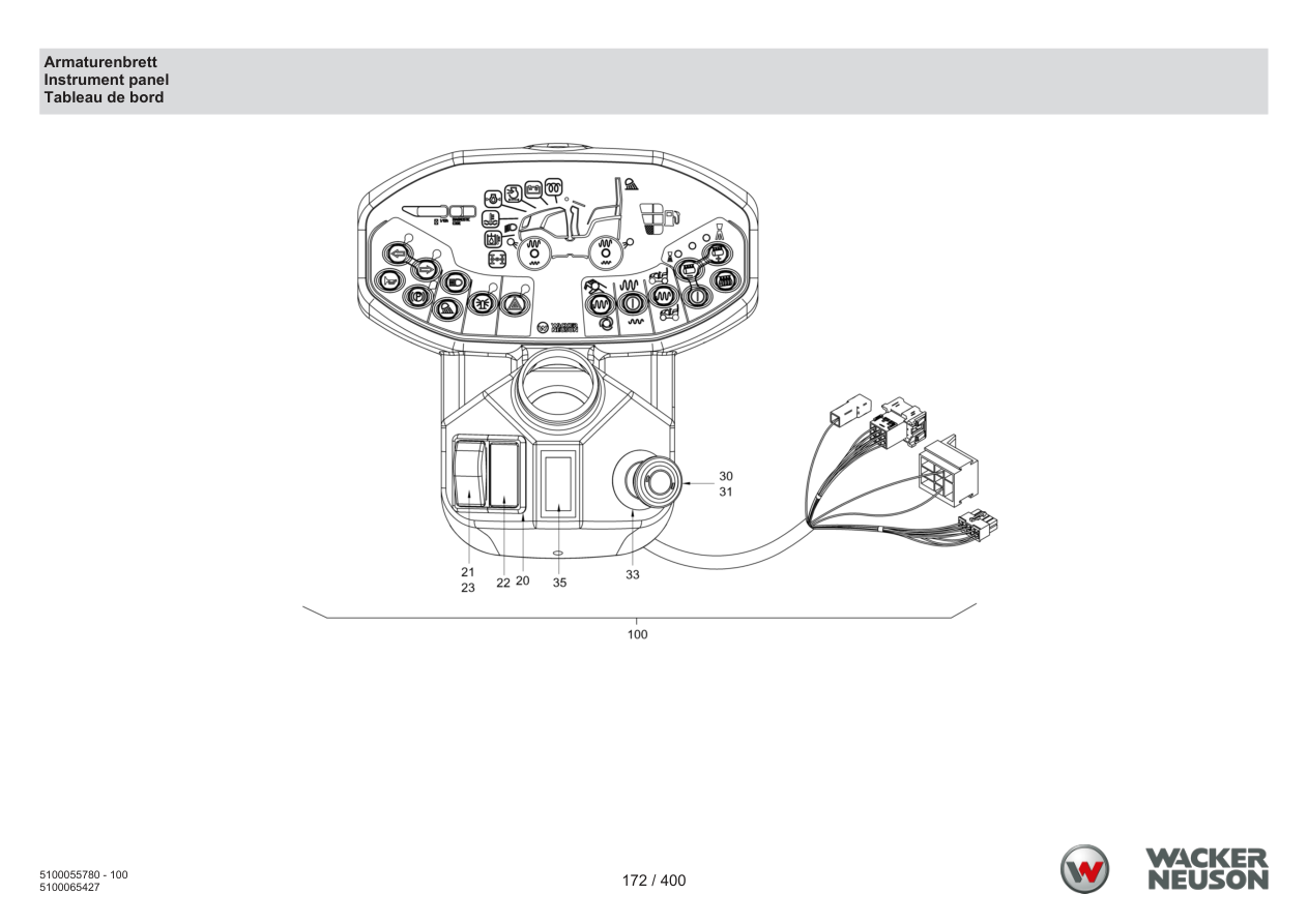 Wacker Neuson RD45-140 Roller Dashboard parts diagram