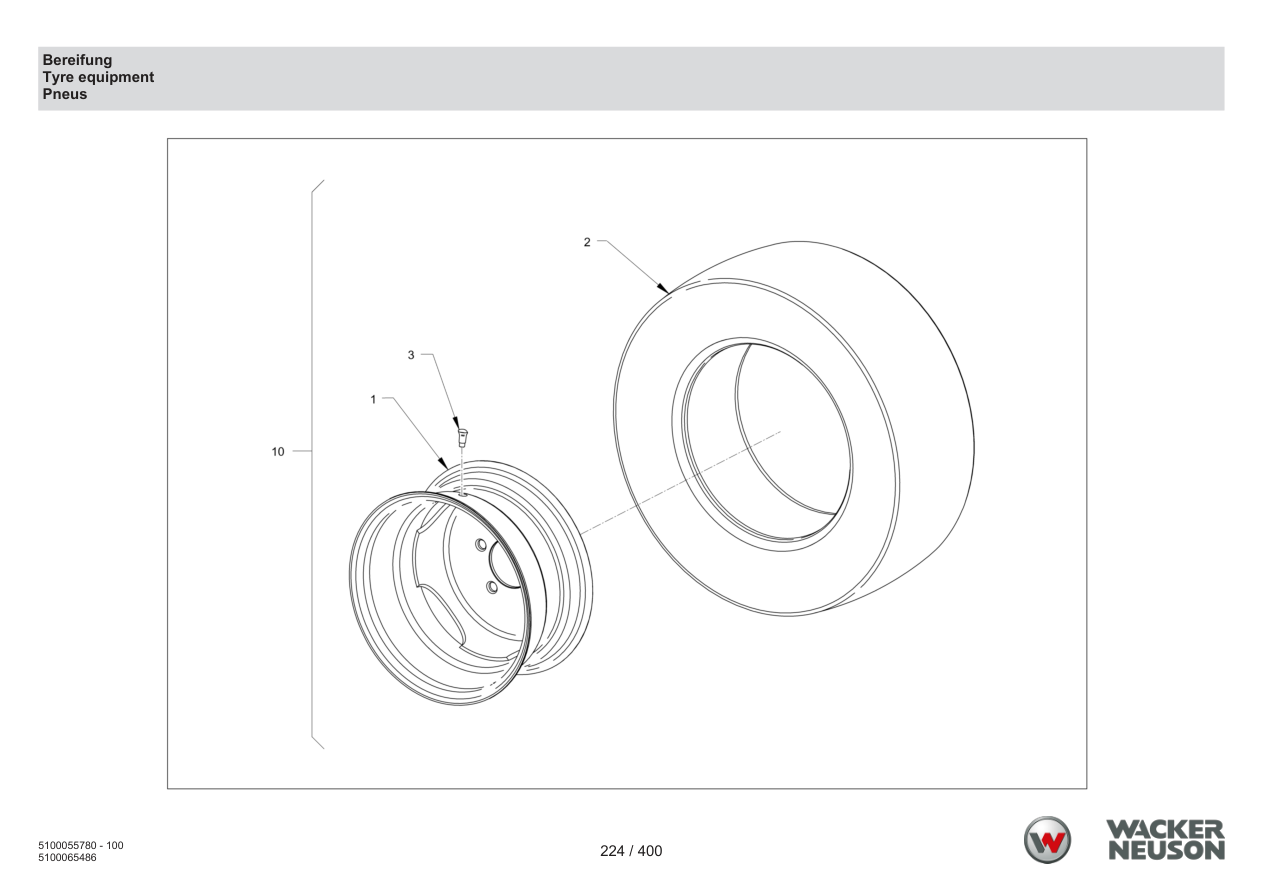 Wacker Neuson RD45-140 Roller Tires parts diagram