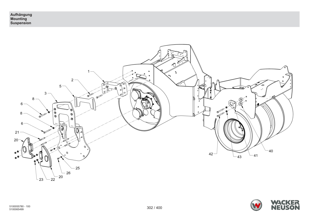 Wacker Neuson RD45-140 Roller Mounting parts diagram