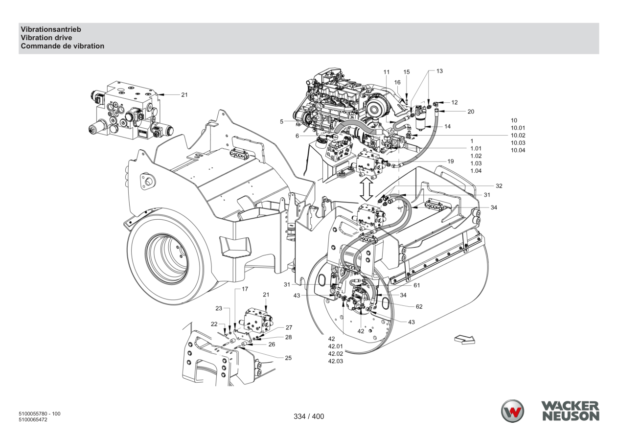 Wacker Neuson RD45-140 Roller Vibration drive parts diagram