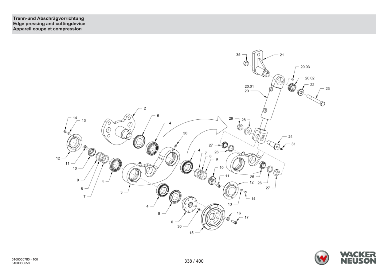 Wacker Neuson RD45-140 Roller Edge pressing and cuttingdevice parts diagram