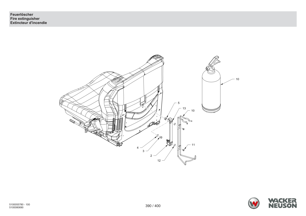 Wacker Neuson RD45-140 Roller Fire extinguisher parts diagram