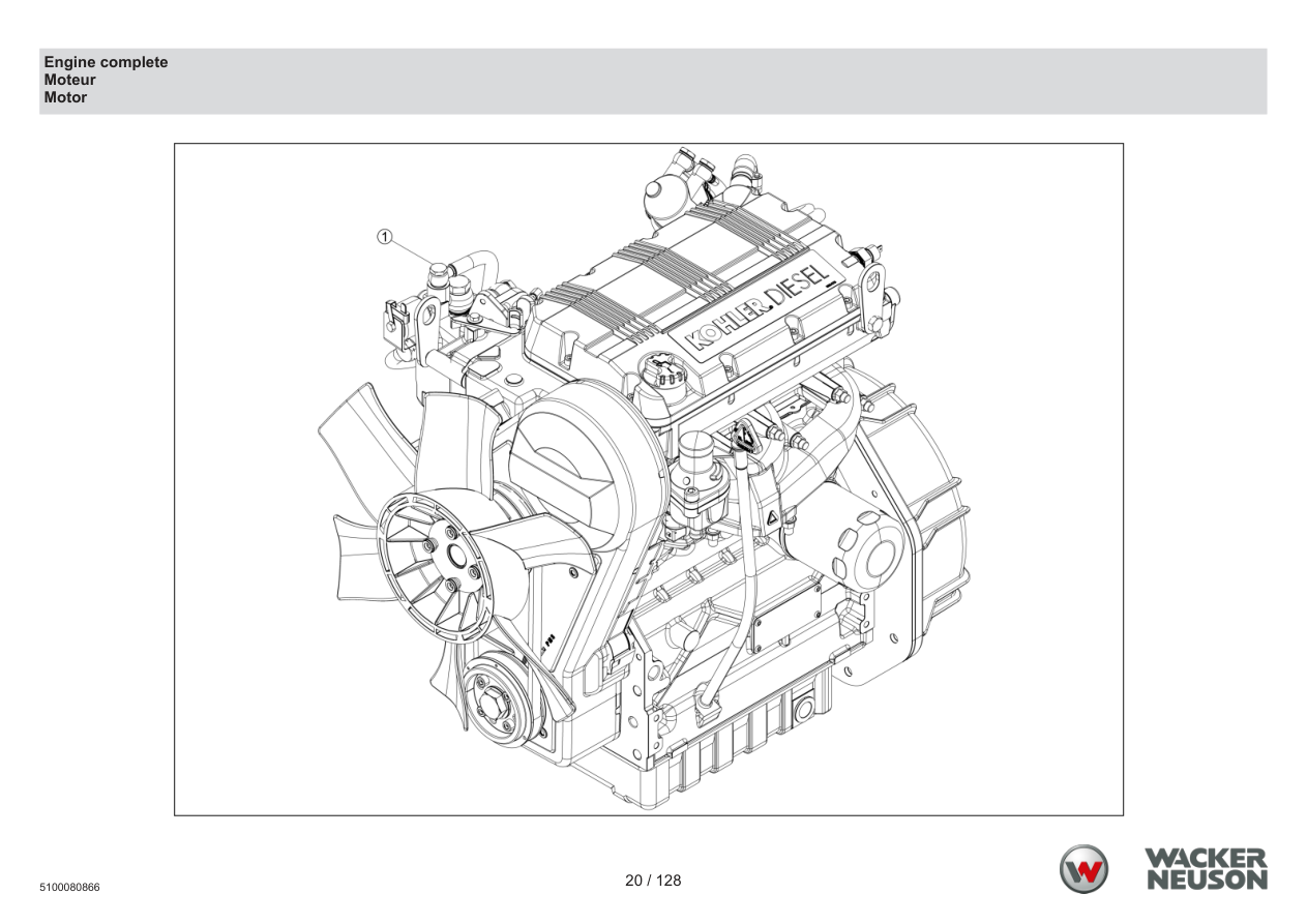 Wacker Neuson RTD-SC4 Roller Engine complete parts diagram