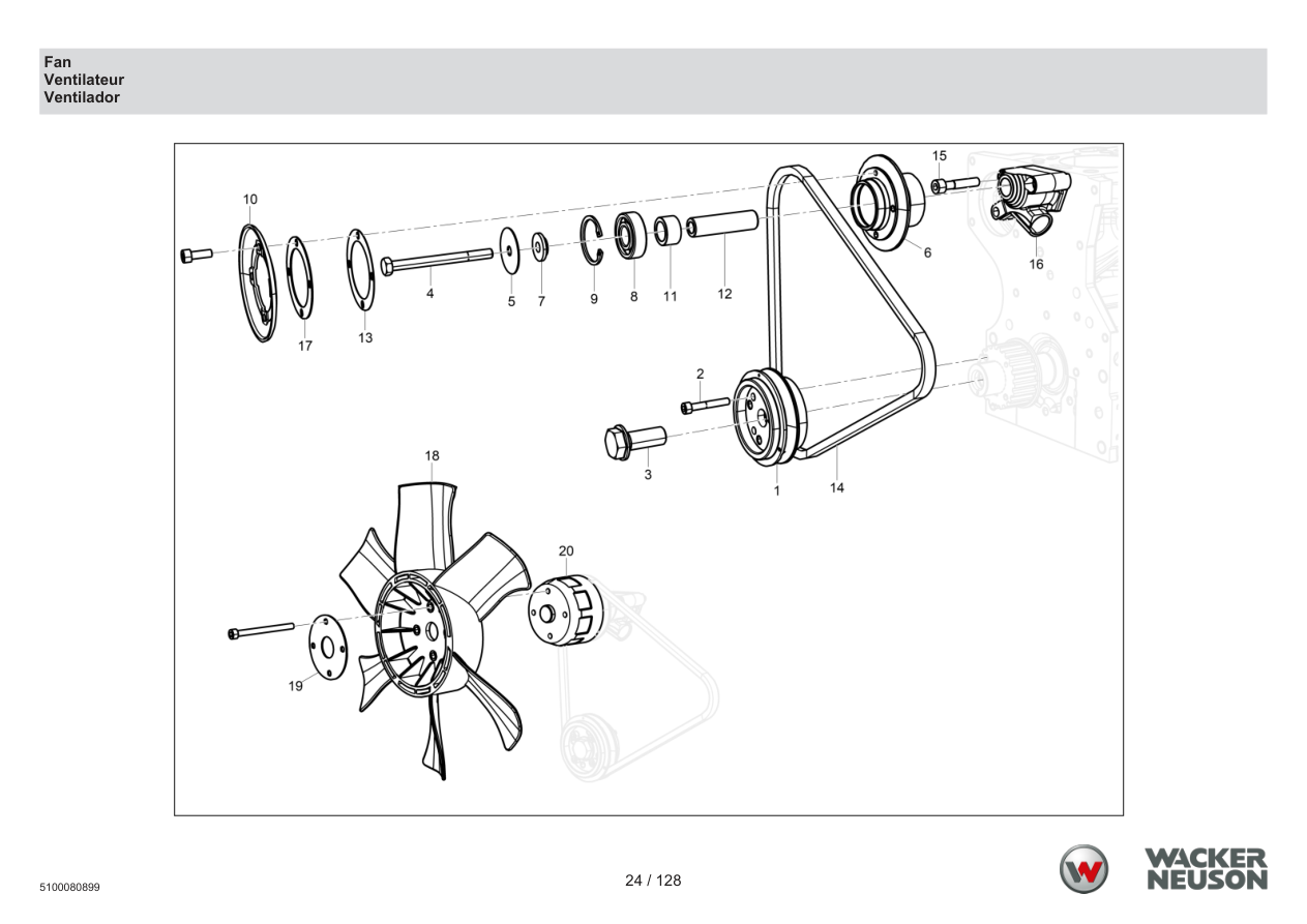 Wacker Neuson RTD-SC4 Roller Fan parts diagram