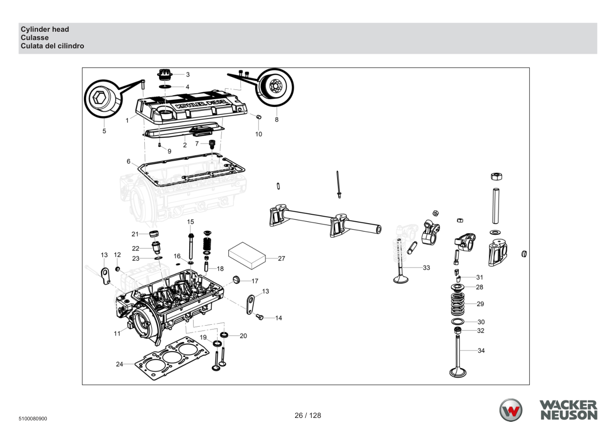 Wacker Neuson RTD-SC4 Roller Cylinder head parts diagram