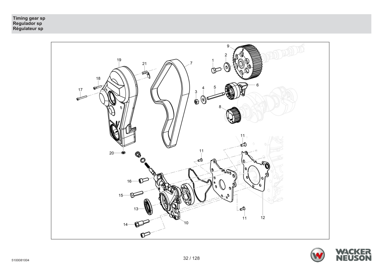Wacker Neuson RTD-SC4 Roller Timing gear sp parts diagram