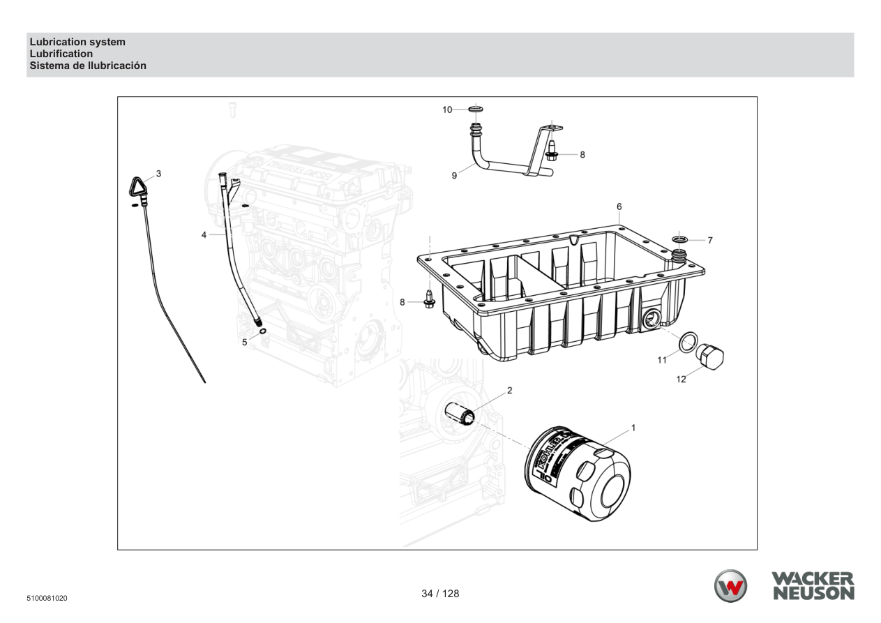 Wacker Neuson RTD-SC4 Roller Lubrication system parts diagram