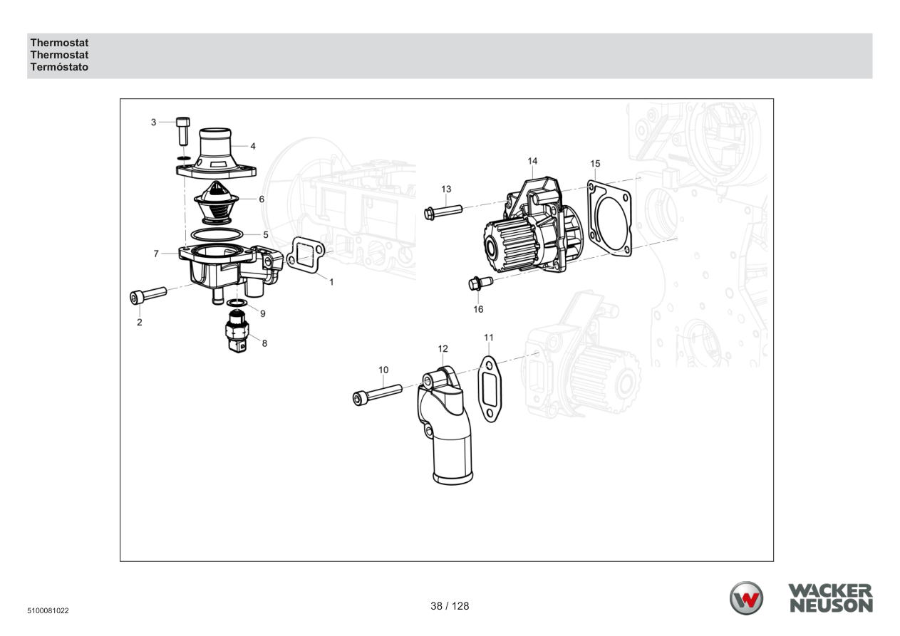Wacker Neuson RTD-SC4 Roller Thermostat parts diagram