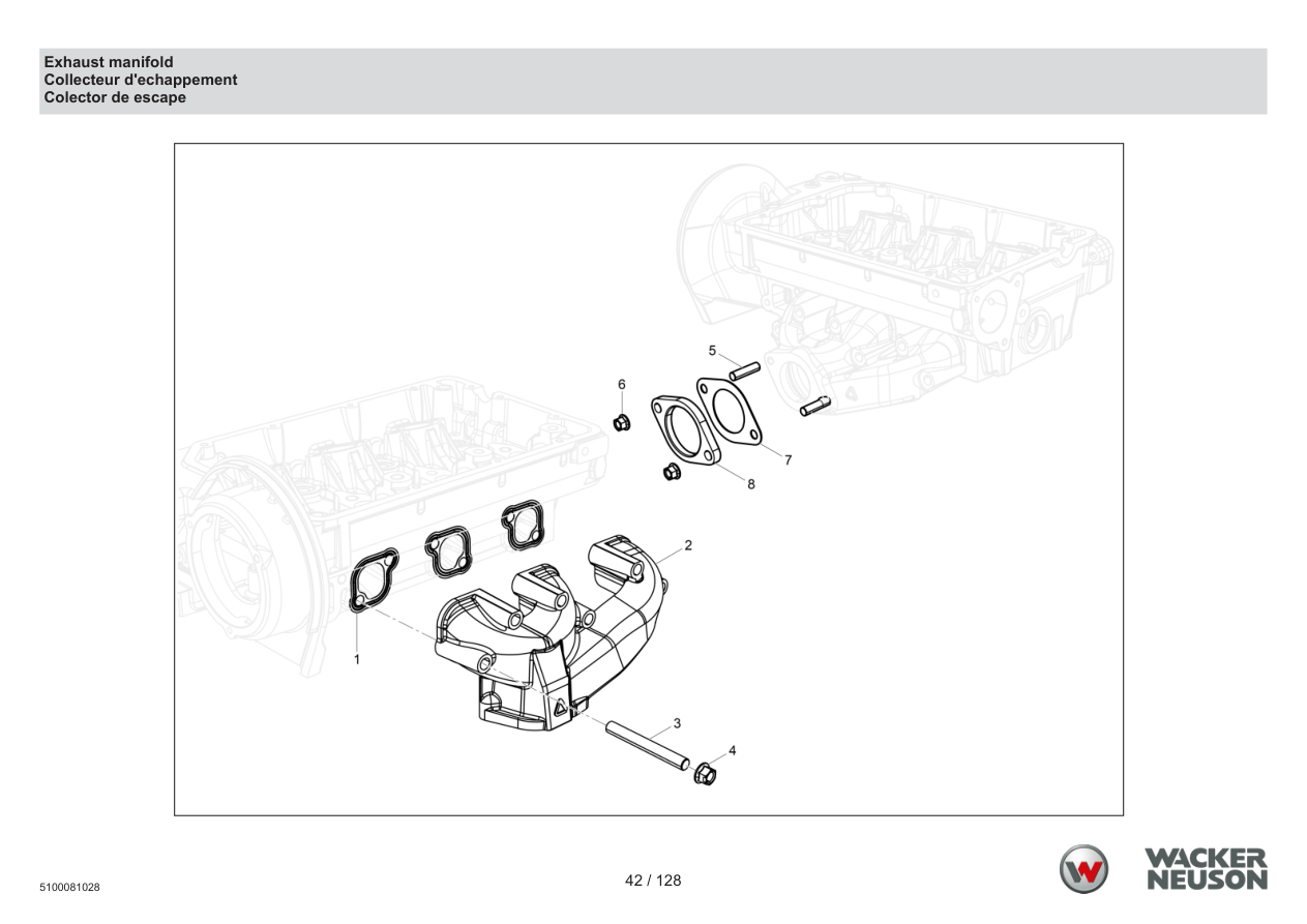 Wacker Neuson RTD-SC4 Roller Exhaust manifold parts diagram