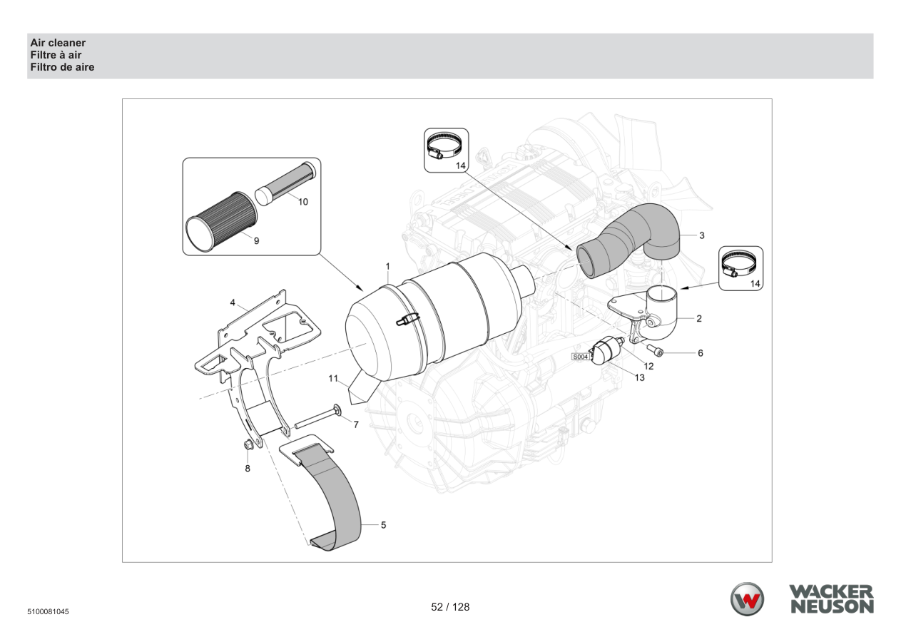 Wacker Neuson RTD-SC4 Roller Air cleaner parts diagram