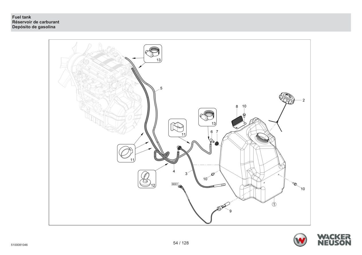 Wacker Neuson RTD-SC4 Roller Fuel tank parts diagram