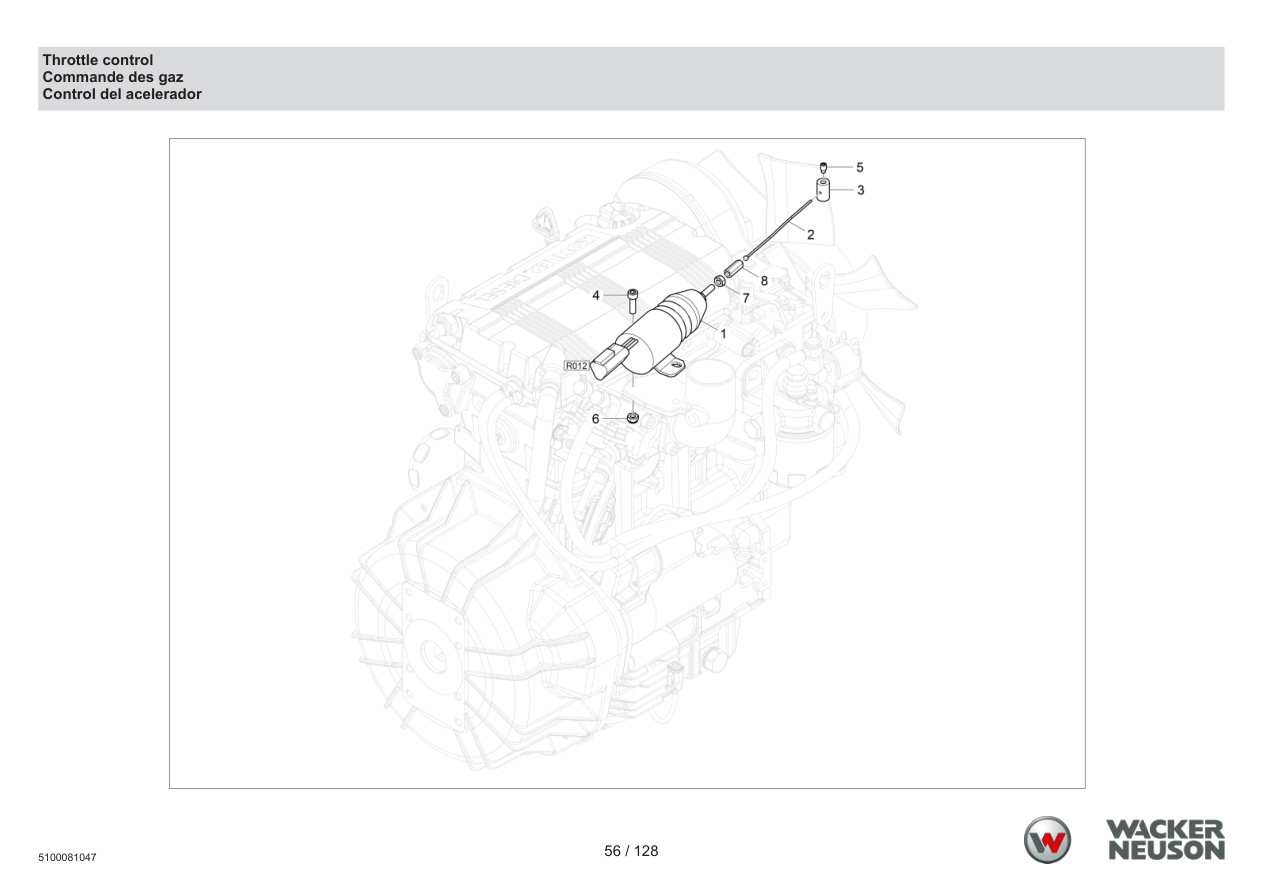 Wacker Neuson RTD-SC4 Roller Throttle control parts diagram