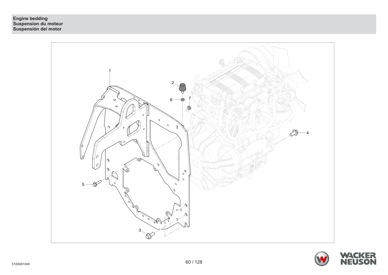 Wacker Neuson RTD-SC4 Roller Engine bedding parts diagram