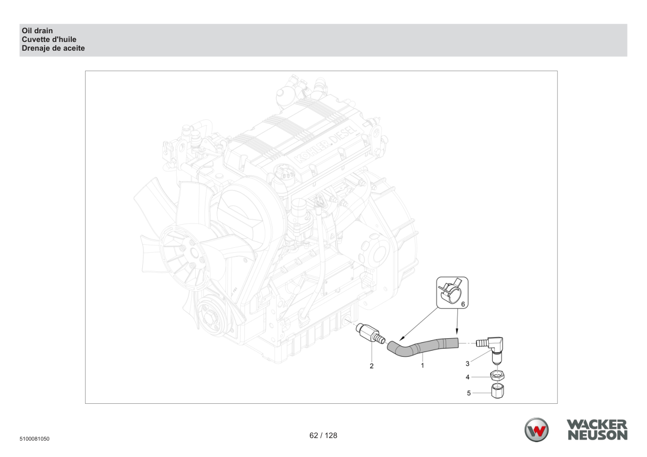 Wacker Neuson RTD-SC4 Roller Oil drain parts diagram