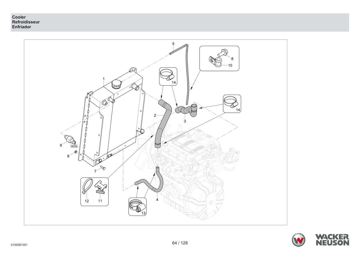 Wacker Neuson RTD-SC4 Roller Cooler parts diagram