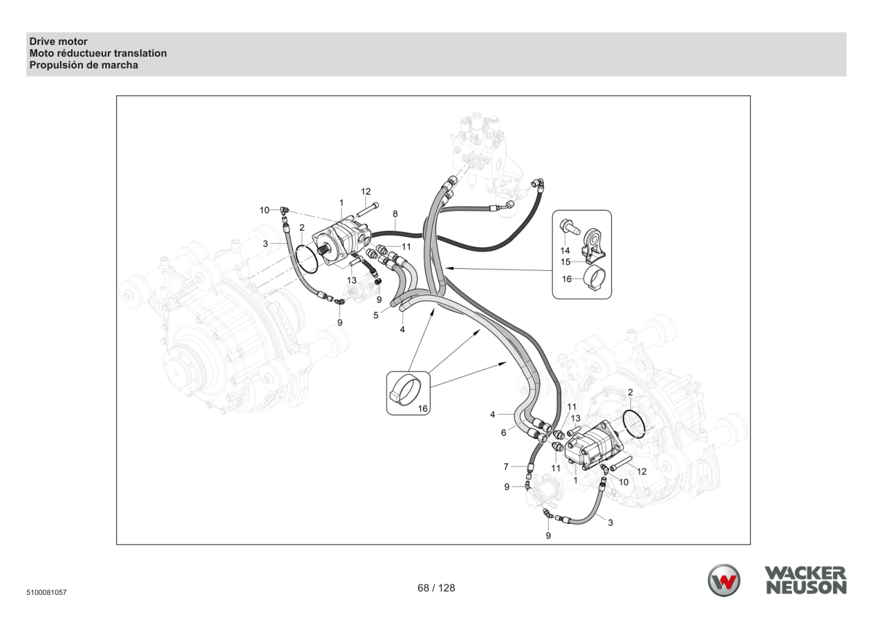 Wacker Neuson RTD-SC4 Roller Drive motor parts diagram