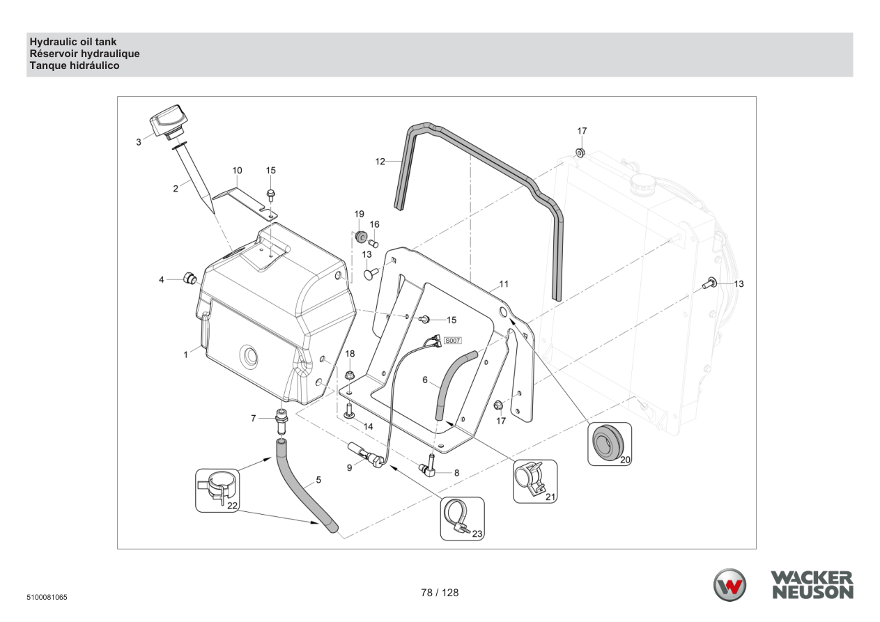 Wacker Neuson RTD-SC4 Roller Hydraulic oil tank parts diagram