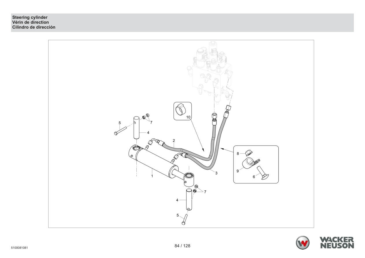 Wacker Neuson RTD-SC4 Roller Steering cylinder parts diagram