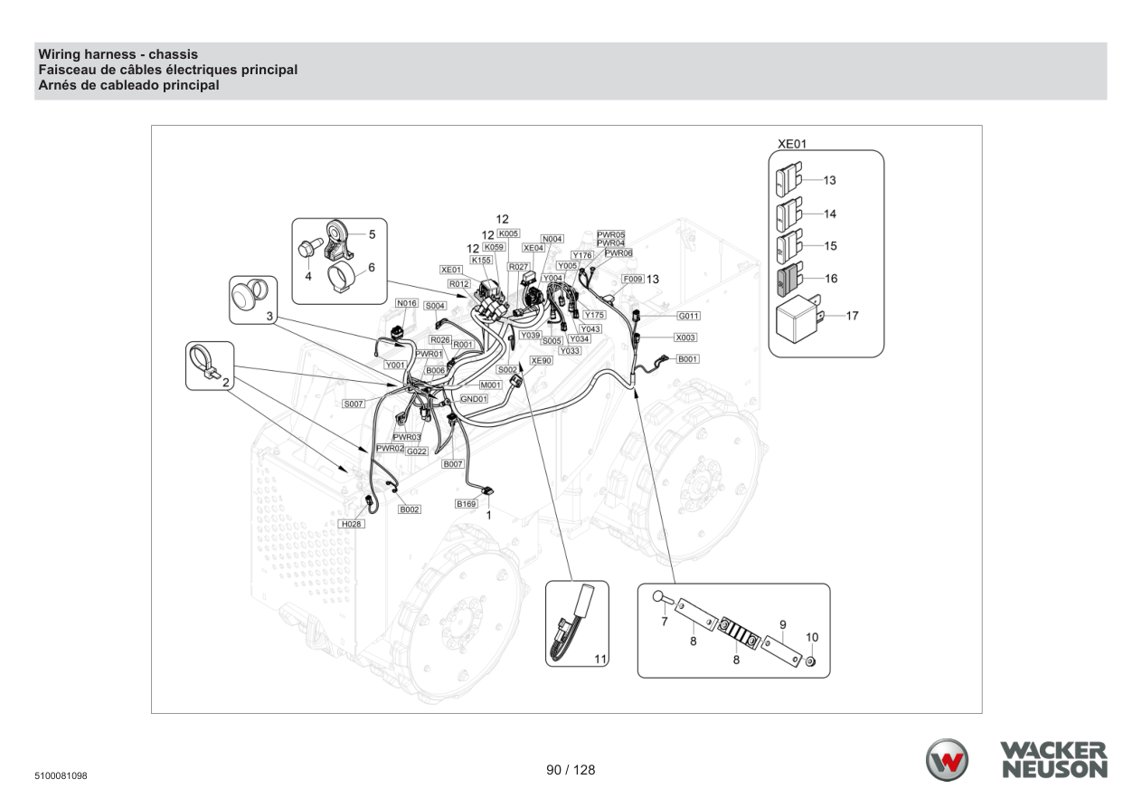 Wacker Neuson RTD-SC4 Roller Wiring harness - chassis parts diagram