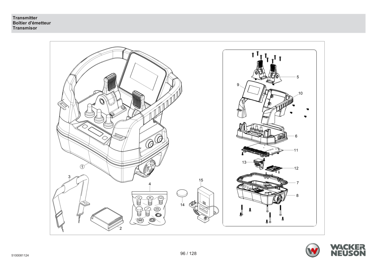 Wacker Neuson RTD-SC4 Roller Transmitter parts diagram