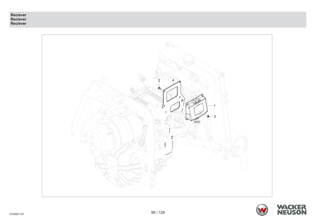 Wacker Neuson RTD-SC4 Roller Reciever parts diagram