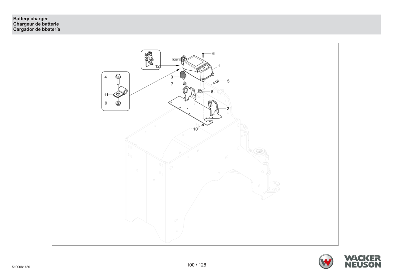 Wacker Neuson RTD-SC4 Roller Battery charger parts diagram