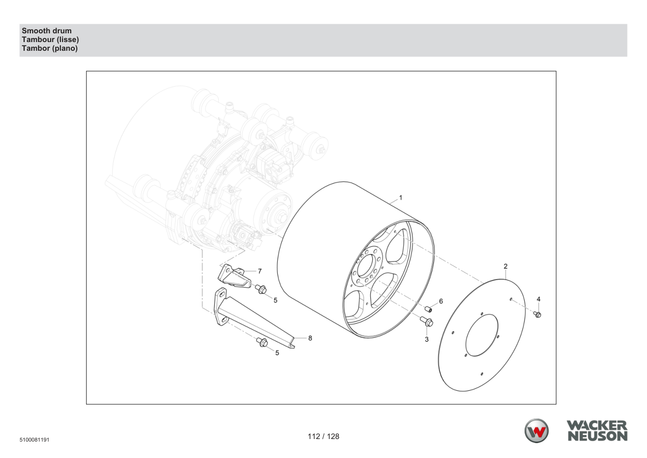 Wacker Neuson RTD-SC4 Roller Smooth drum parts diagram