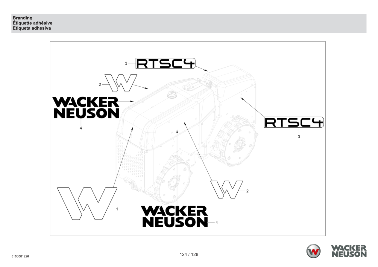 Wacker Neuson RTD-SC4 Roller Branding parts diagram